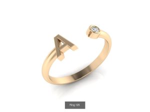 Anillo Iniciales Oro 18k /Plata 925 Rodinada  con Brillante 2mm  (gh-vs 0.03cts.)