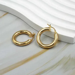 Aro Argolla Tubo Gruesa Oro 18k