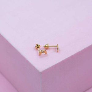 Aros Luna Oro Amarillo 18k