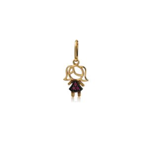Colgante Niña Oro Amarillo 18k - circones rosados