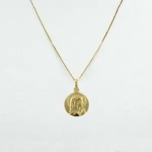 Conjunto Medalla Virgen Niña Oro 18k