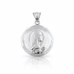 Medalla Virgen Niña de plata 925 italiana con cristal.