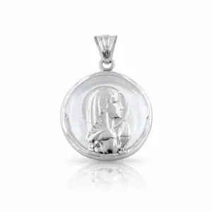 Medalla Virgen Niña de plata 925 italiana con cristal.