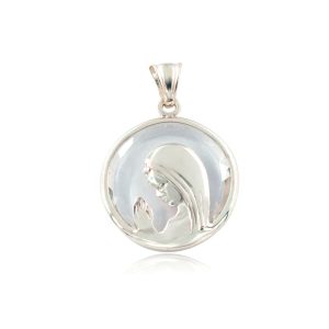 Medalla Virgen Niña Plata 925 con Cristal