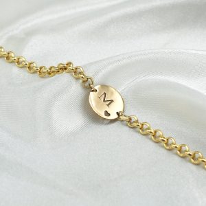 Pulsera  Personalizada - Rolo Medalla Oro 18k