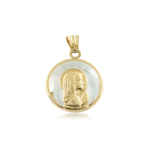 Medalla Virgen Cristal 17mm en Oro 18k