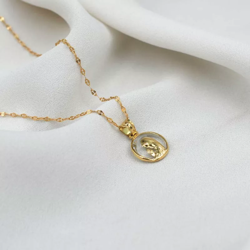Conjunto Virgen Niña Oro 18k Cristal