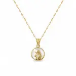 Conjunto de Medalla Virgen Niña de 12mm con cadena caffe de 40cm, todo de oro amarillo 18k.
