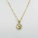 Medalla Virgen Niña de 12mm con cadena caffe, de oro amarillo 18k.