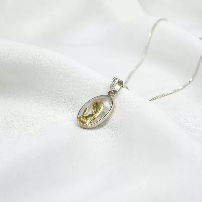 Conjunto Virgen Niña Plata 925 cristal