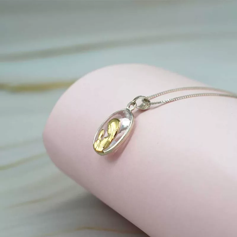 Conjunto Virgen Niña Plata 925 cristal