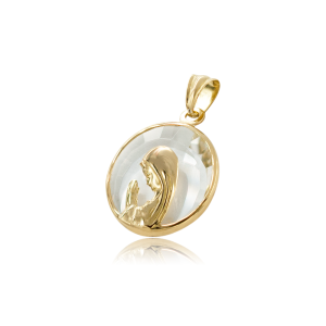 Medalla Virgen Niña Oro 18k Cristal