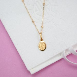 Conjunto Medalla Virgen de los Rayos 9mm Oro 18k