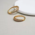Anillo Cintillo Oro Amarillo 18k con circones