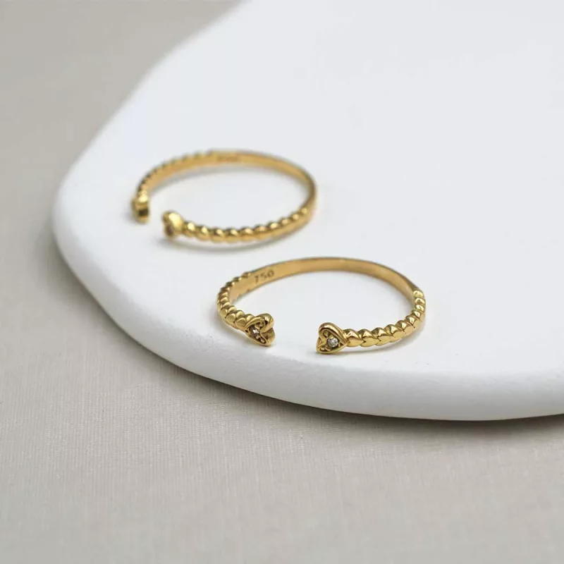 Anillo Dos Corazones Oro 18k