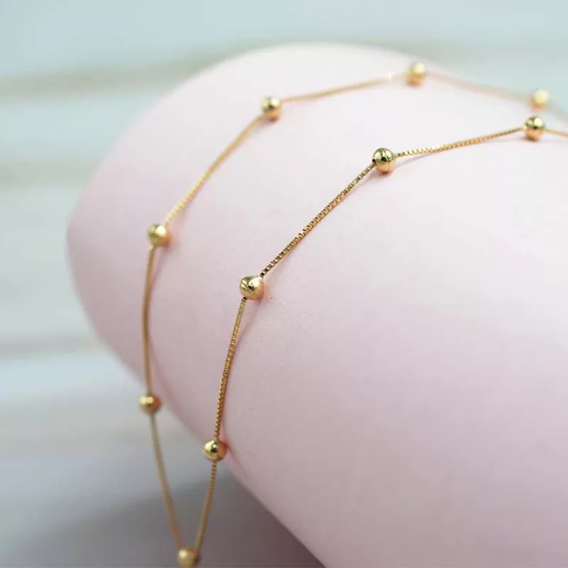 Cadena Bolitas Oro Amarillo 18k