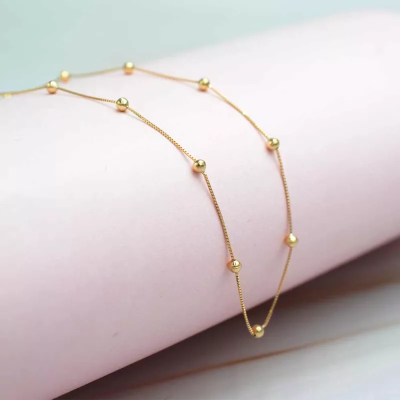Cadena Bolitas Oro Amarillo 18k