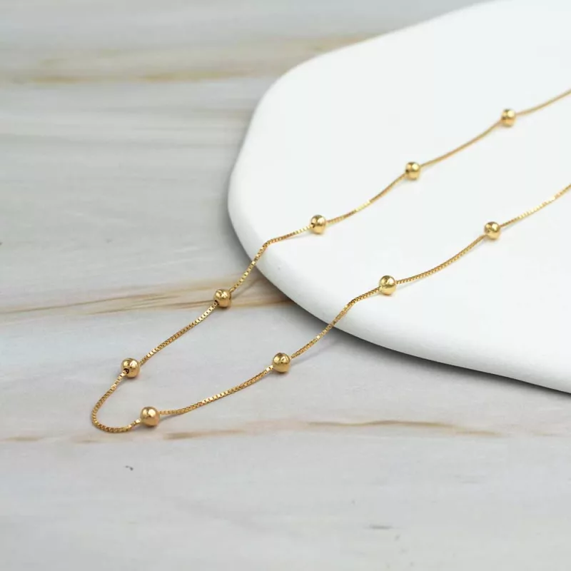 Cadena Bolitas Oro Amarillo 18k