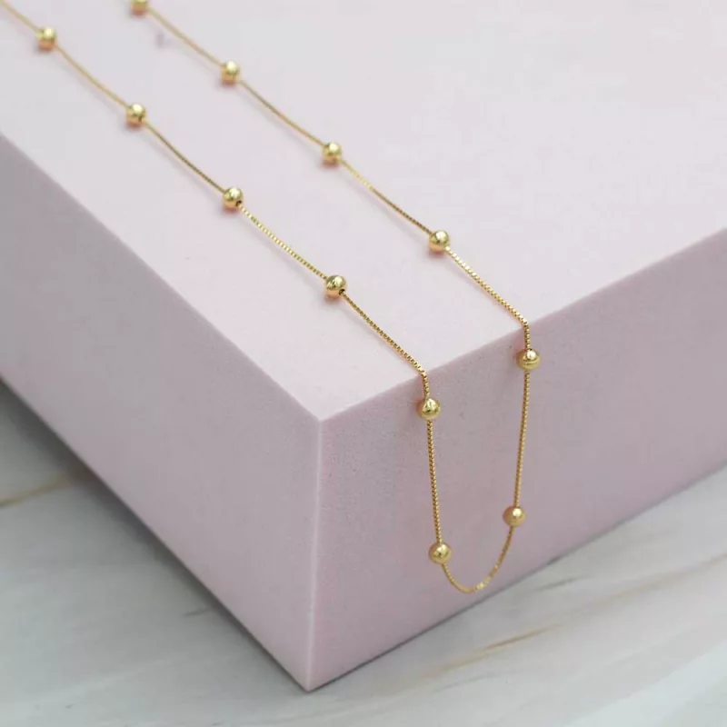 Cadena Bolitas Oro Amarillo 18k