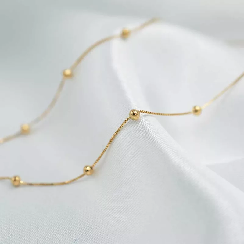 Cadena Bolitas Oro Amarillo 18k
