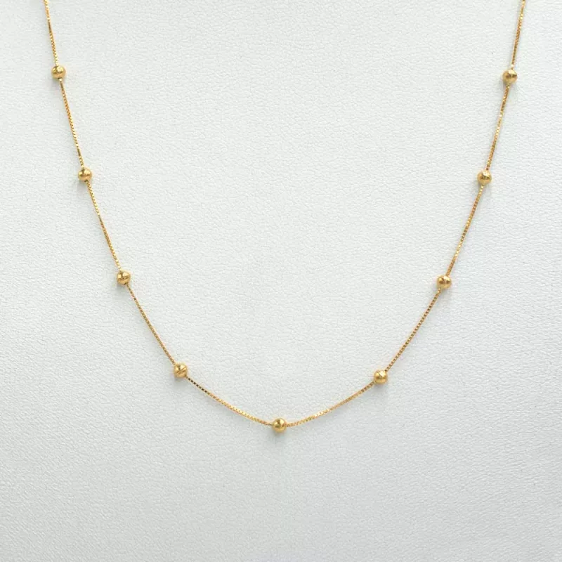 Cadena Bolitas Oro Amarillo 18k