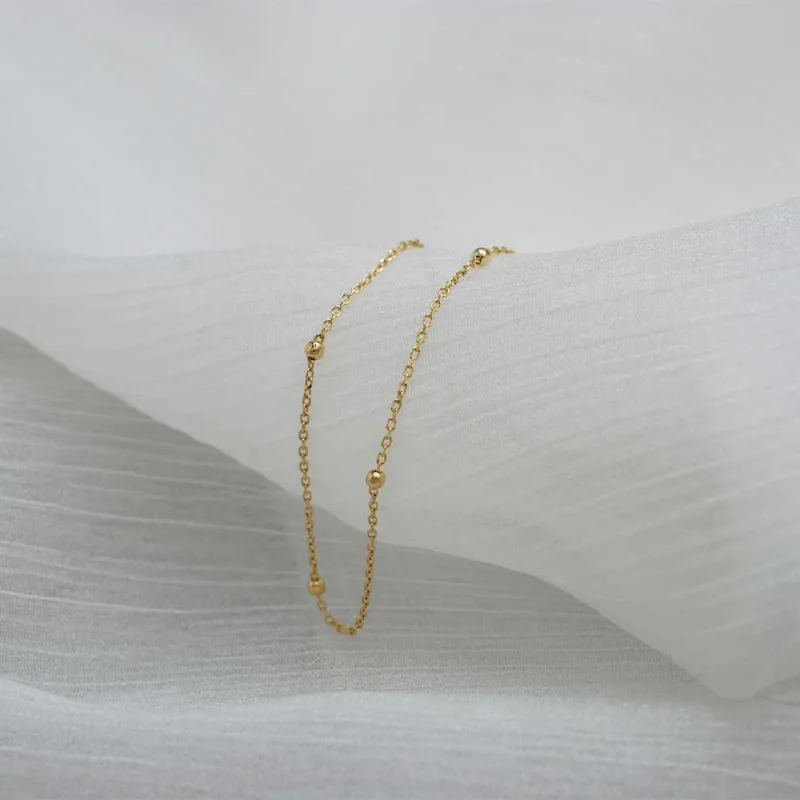 Cadena Pelotitas Oro Amarillo 18k