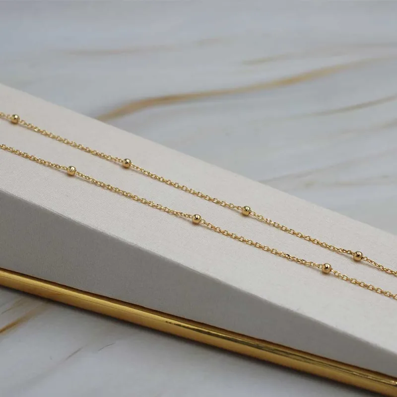 Cadena Pelotitas Oro Amarillo 18k