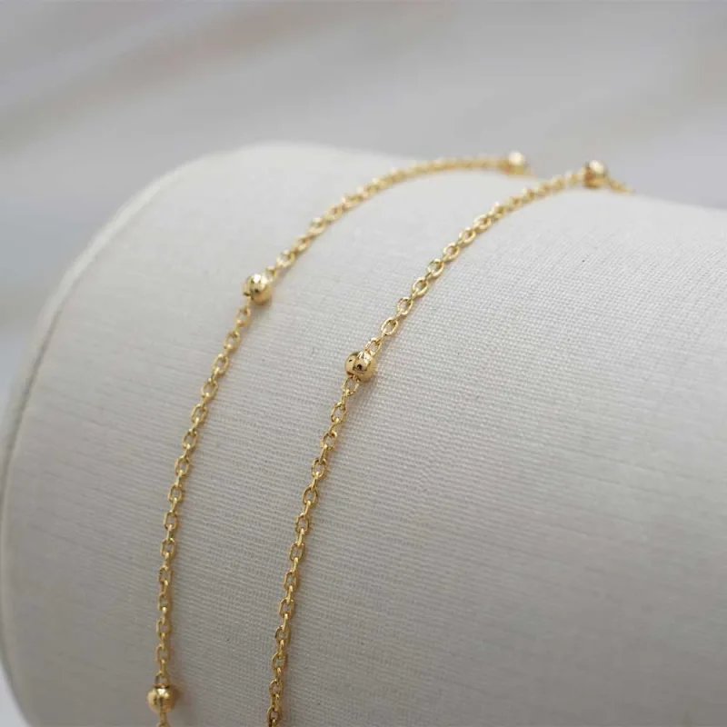 Cadena Pelotitas Oro Amarillo 18k