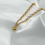 Pulsera Rolo con Corazon Oro Amarillo 18k