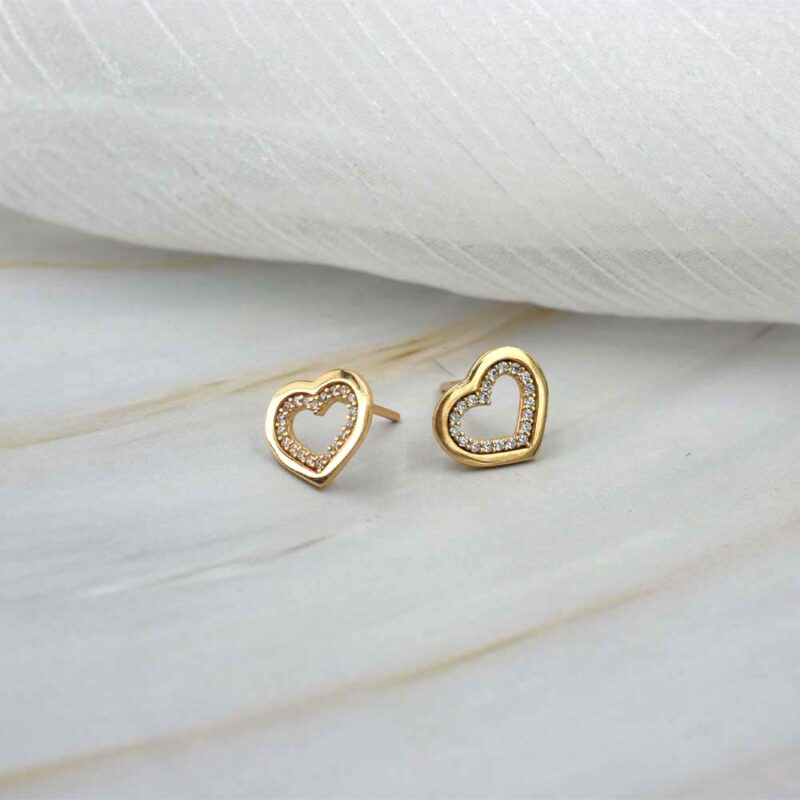Aro Corazon, de oro amarillo 18k con circones