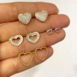 Aros de Corazon de oro amarillo 18k