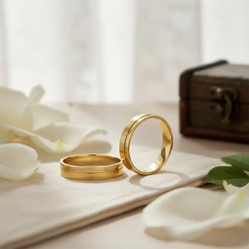 par de argollas de matrimonio oro amarillo 18k con diamante