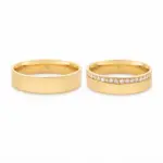 argollas de matrimonio oro amarillo 18k con media vuelta de diamantes