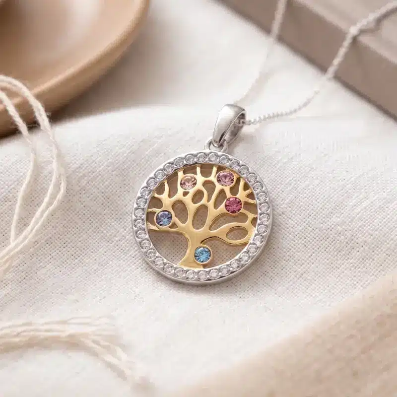 colgante plata arbol de la vida con circones