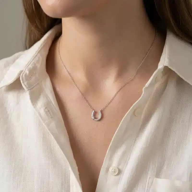 collar delicado herradura plata mujer