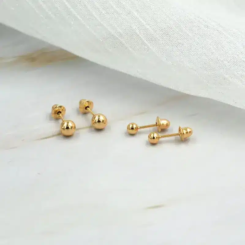 Abridores Bolita de Oro Amarillo 18K disponibles en 2,5 mm y 3,5 mm
