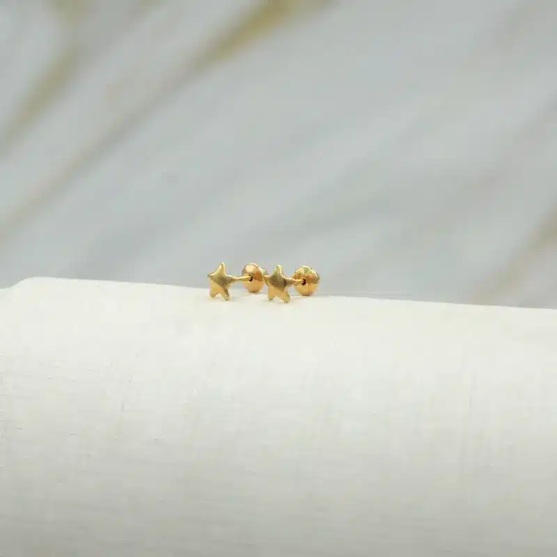 Aros de estrella, de oro amarillo 18k macizo