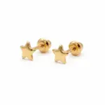 Abridores Estrella de Oro Amarillo 18K de 5 mm con broche de tope