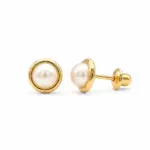 Abridores Perla de Oro Amarillo 18K con perla de 5,5 mm y broche de tope