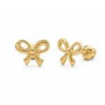 Aro lazo de oro amarillo 18k. Aro con broche de tope, un regalo perfecto.