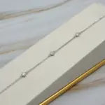 Pulsera de plata 925 italiana con tres moissanitas de 0.30 CT total y diseño minimalista