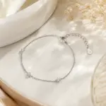 Pulsera Luz Moissanite 0.30 CT de plata 925 italiana con baño de rodio y tres puntos de luz
