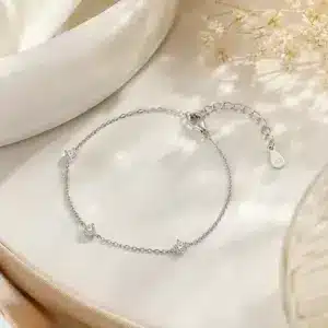 Pulsera Luz Moissanite 0.30 CT de plata 925 italiana con baño de rodio y tres puntos de luz