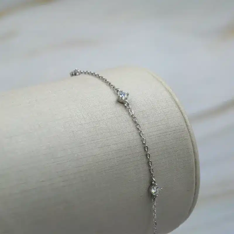 Pulsera Luz Moissanite 0.30 CT de plata 925 italiana con baño de rodio y tres puntos de luz